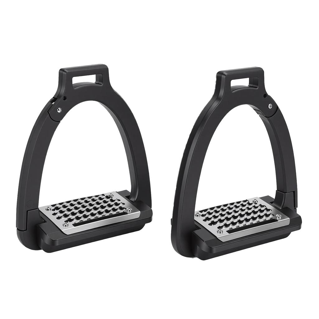 1 Pair Horse Stirrups Alloy Side Opening Safety Stirrup with Anti Slip Pads for Training Practice