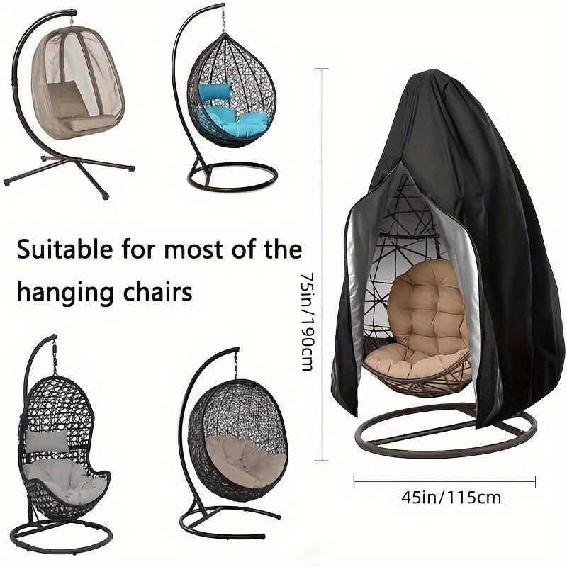 1pc Heavy Duty Polyester Egg Chair Cover with Zipper, Outdoor Hanging Chair Cover for Garden Patio Furniture, All Seasons Black