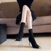 Black Pointed Toe Stiletto Heel Boots Women Ankle High Heels Vulcanized Shoes New Arrival