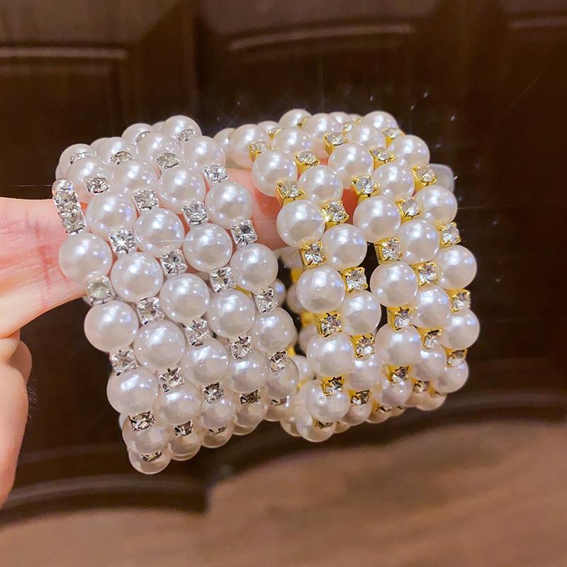 European-American Vintage Pearl & Diamond Open Bangle: Luxurious, Versatile Court-Style Bracelet