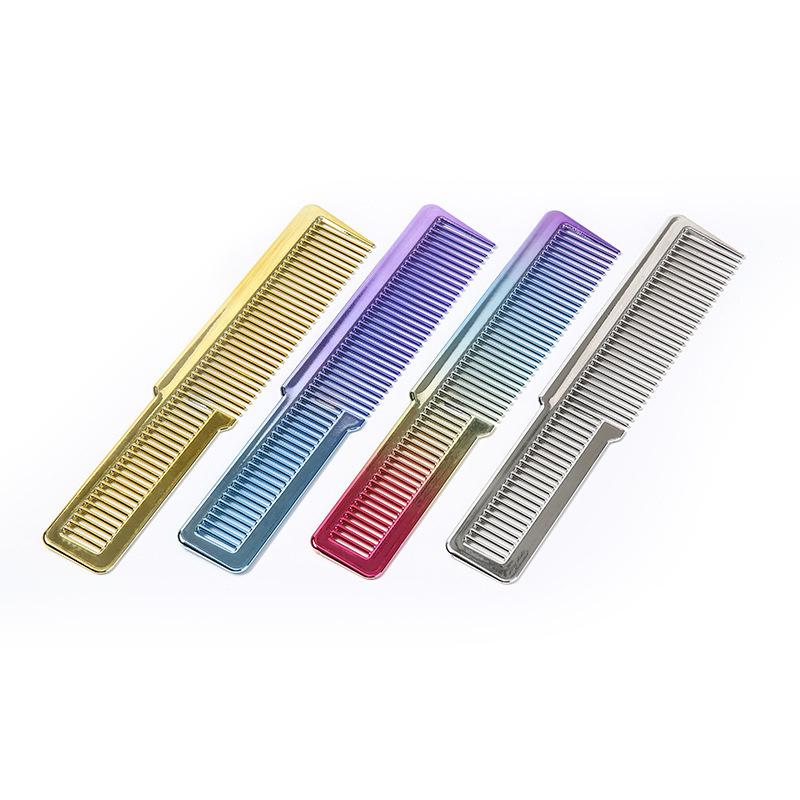 1Pc Portable Barber Hairdressing Tool Hair Salon Electroplating Haircut Hairdressing Comb Men Flat Head Comb