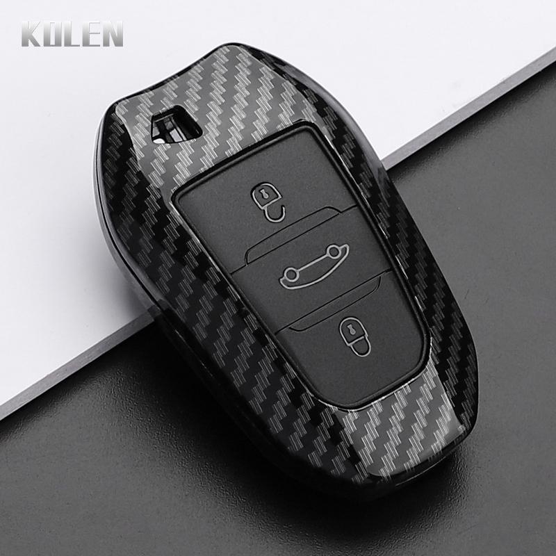 Abs Carbon Fiber Style Car Key Case Cover For Peugeot 207 208 3008 206 308 508 2008 407 5008 301 For Citroen C3 C4 C5 Berlingo