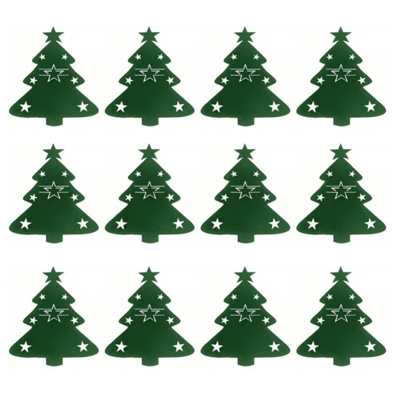 

20/2 шт. Рождественские держатели для столовых приборов в форме елки, кармашки для столовых приборов, органайзер, сумка, украшение для вечеринки, декор для дома green,2pcs