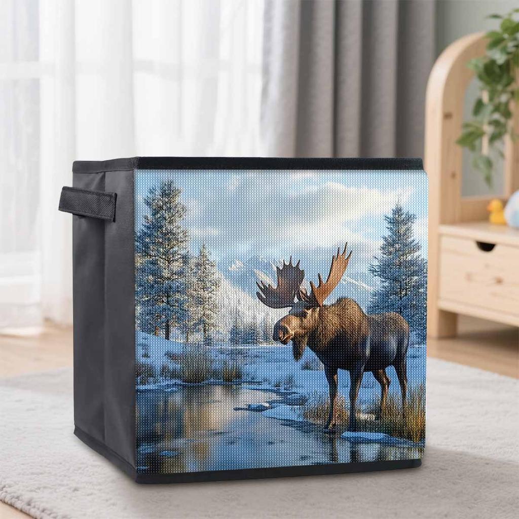 A Deer Drinking Water 5D Diamond Painting Storage Basket Full Round Drill Mosaic Diamond Embroidery Cross Stitch Kits Home Decor Home Decor