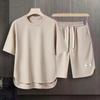 Mannen Koreaanse Mode Wafel Tweedelige Set Zomer Korte Mouwen T-shirt En Shorts Losse Sets Mannen Designer Kleding trainingspakken