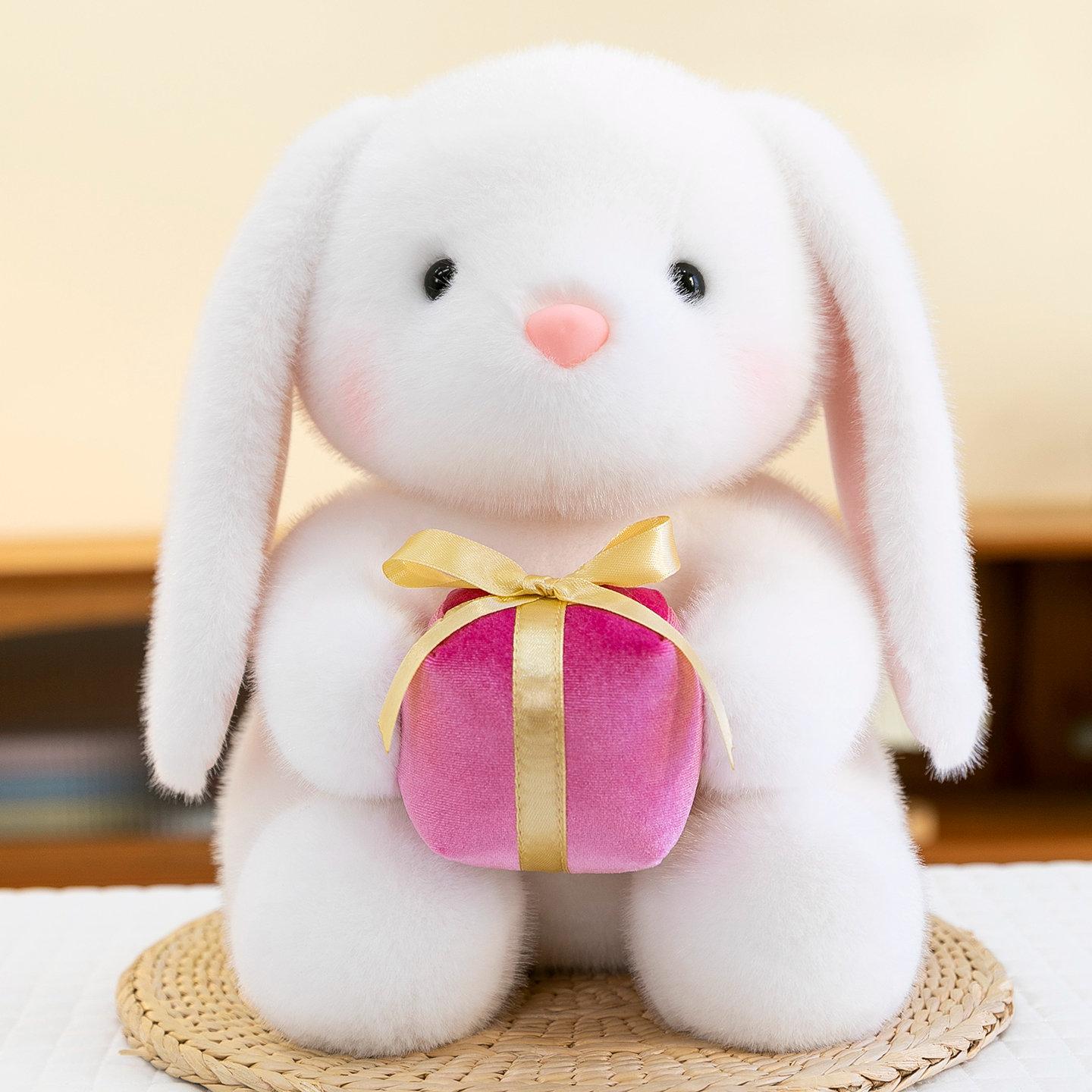 

Non-Toxic Soft Hugging Rabbit Pillow Quality Affordable Rabbit Hodling Rose Gift Home Decor Cushion 25cm