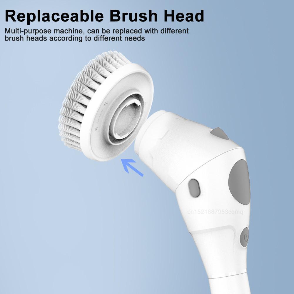 8 In 1 White Bathroom Kitchen Cleaning Gadget Multifunctional Electric Cleaning Brush Household Wireless Rotatable Cleaning Brush