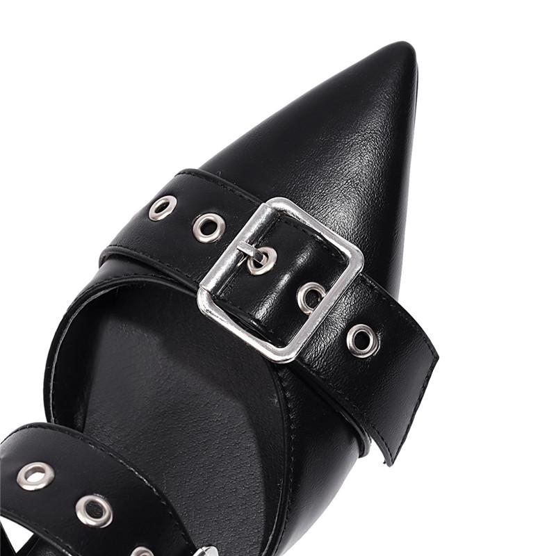 Damen Pantoletten mit hohen Absätzen Sommer neu Europäischer und amerikanischer Stil sexy klein spitz dünner Absatz große Größe Mules