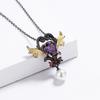 Pearl Pendant Female Elegance Zircon Jewelry Inlaid Sweater Chain Black Gold Love Necklace High Quality Two-Color Purple
