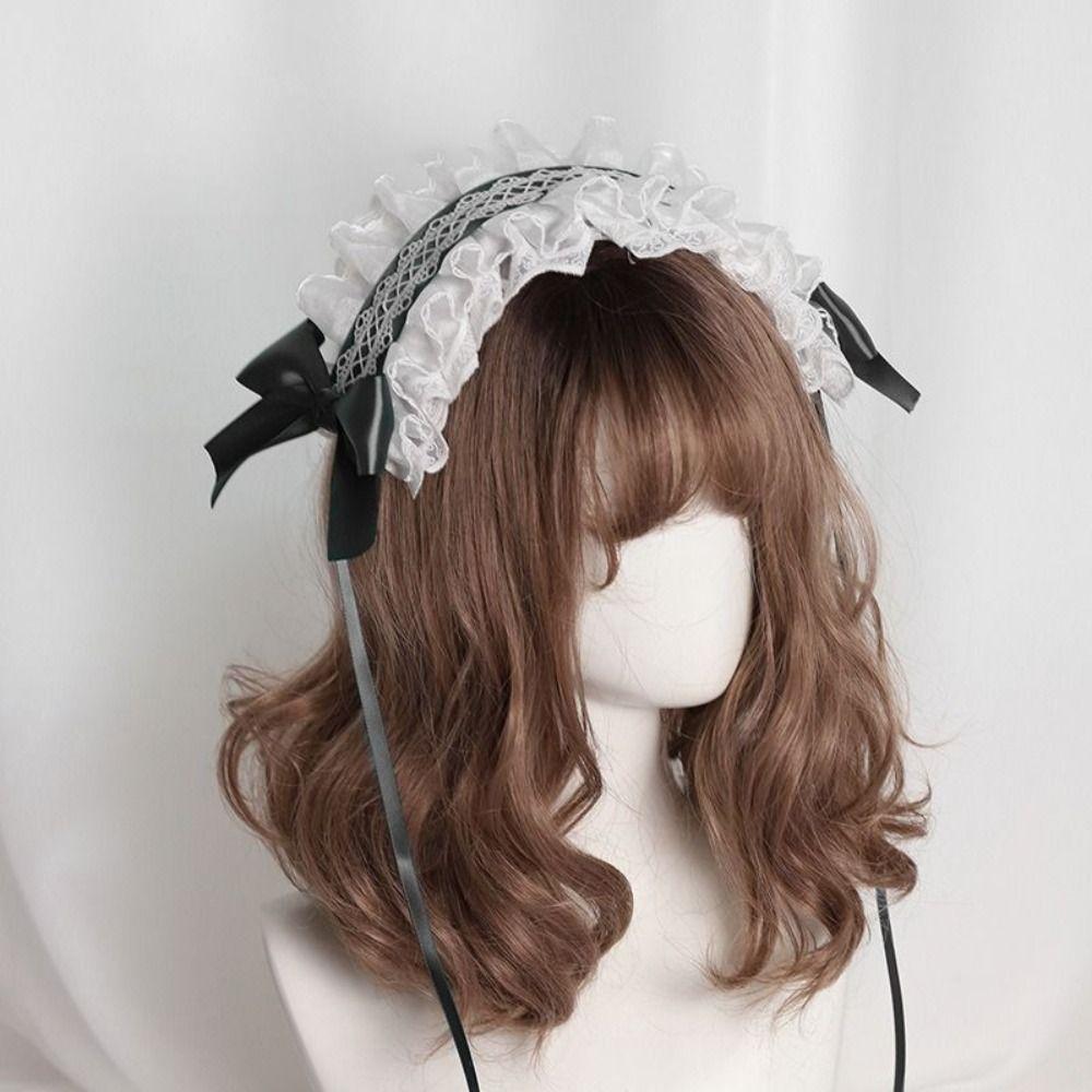 Jk Lolita Lace Headband Sweet Anime Maid Cosplay Headdress Gothic style Ruffled Hairband  Daily