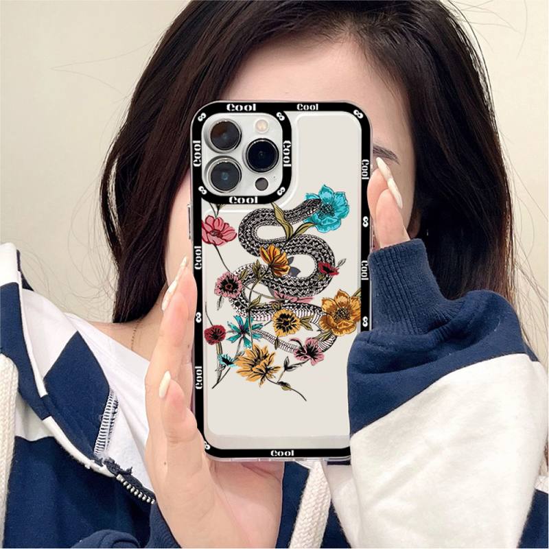 Hand Schlange Blume Schlange Malerei Handyhülle für iPhone 11 12 13 Mini Pro Max 14 Pro Max Hülle