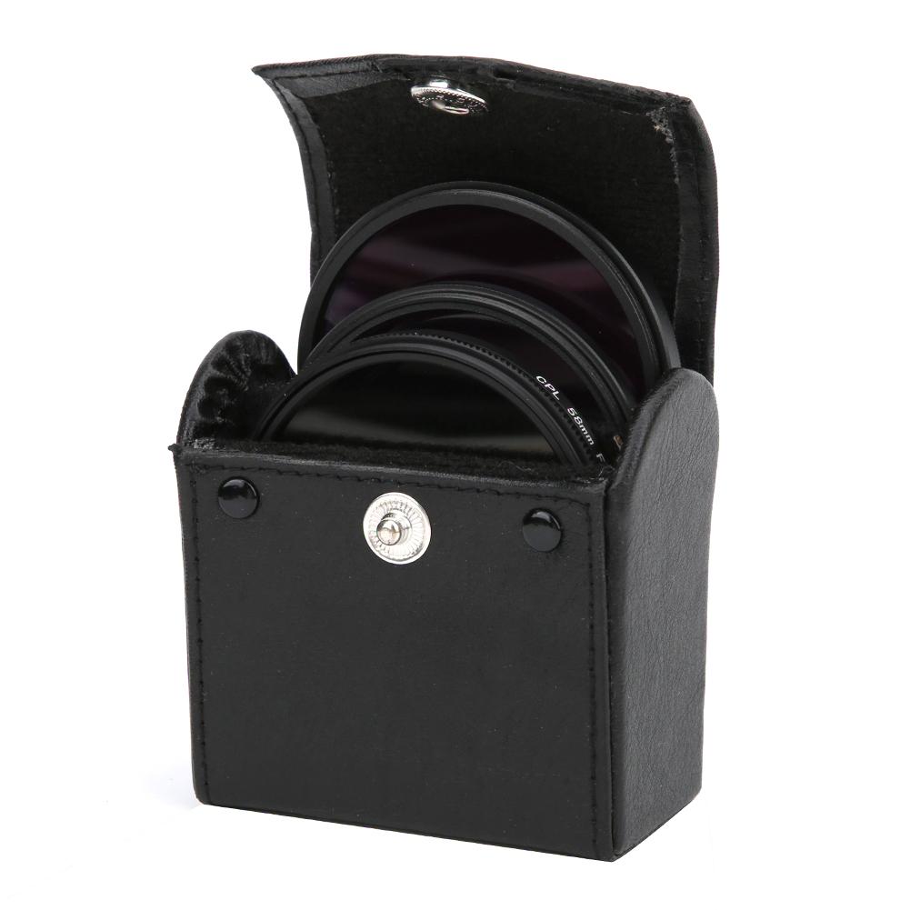 58mm Optical Glass Lens Filter Kit UV CPL FLD with Storage Bag for DSLR Camera