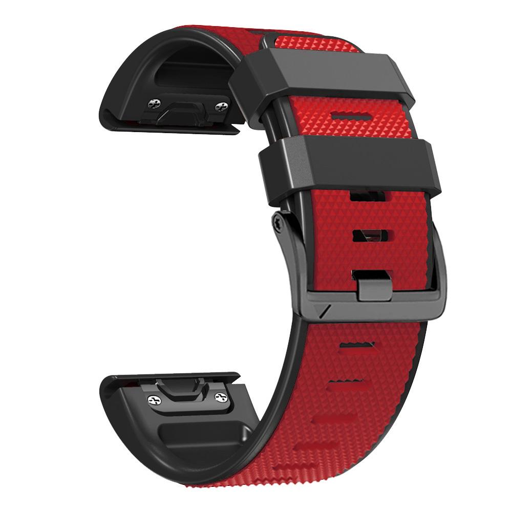 

For Garmin Fenix 7/Forerunner 965/955/945/935 Armband Diamond Texture Silicone Dual-Color Watch Strap Red Black