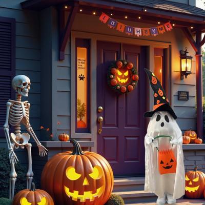 Halloweenská dekorace Duch Koleda nebo koleduj Svítící bílý duch s kbelíkem na sladkosti 90 cm Stojící duch na přední verandu pro venkovní dekoraci dvora trávníku