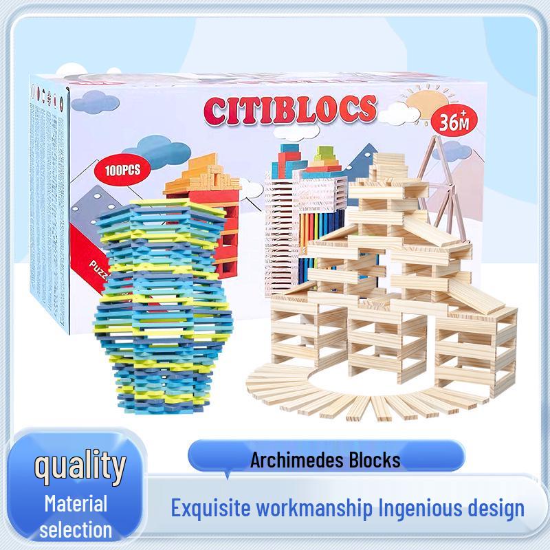 

Archimedes Original Wooden Stacking Blocks - Creative Building Toys for Kids