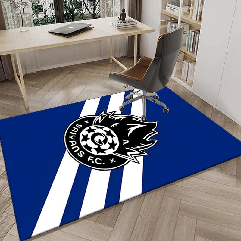 Flame Soccer Emblem Printed Area Rug for Office, Chair Rug, Decorative Carpet Floor Mat, Large Size Fan gifts Christmas gifts