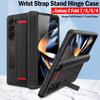 Z Fold 7 6 5 4 Hinge Case for Samsung Galaxy Z Fold 7 6 5 4 Case Wristband Front Glass Wrist Strap Stand Protect Cover Funda