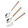 High Quality Stainless Steel Cutlery Flatware with Wooden Handle for Camping