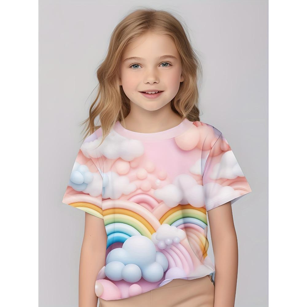 Children's Clothing Girl T-Shirts Short Sleeve Children T-Shirt Cute Pattern Print Casual Girl Clothes Kids Summer Clothes Tops