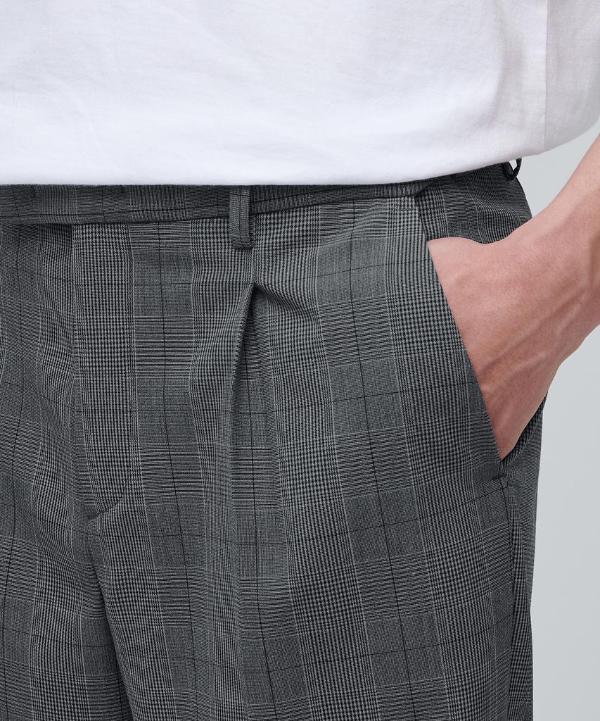 MUSINSA STANDARD Glen Check Wide Hidden Banding Slacks [Medium Gray]