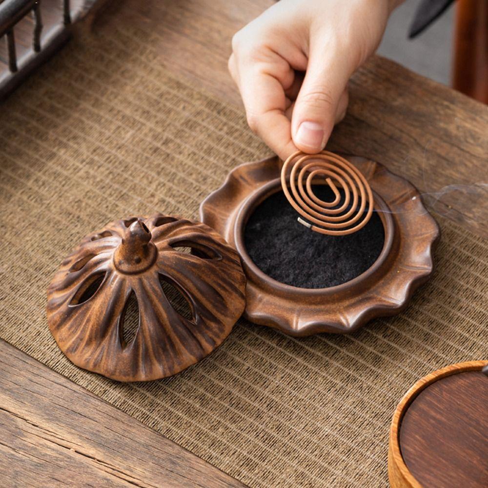 Heat-resistant Incense Burner Holder Flower Statue Fireproof Cotton Ceramic Smudge Bowl Insulation Handcrafted