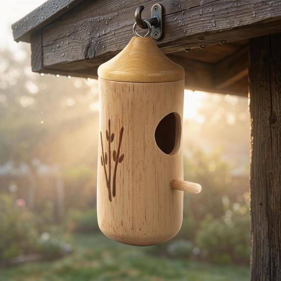 Holz Kolibri Haus Vogel Futterhaus Wetterfest Außen Garten Hof Hängend Kleiner Vogel Futterhaus Dekoration