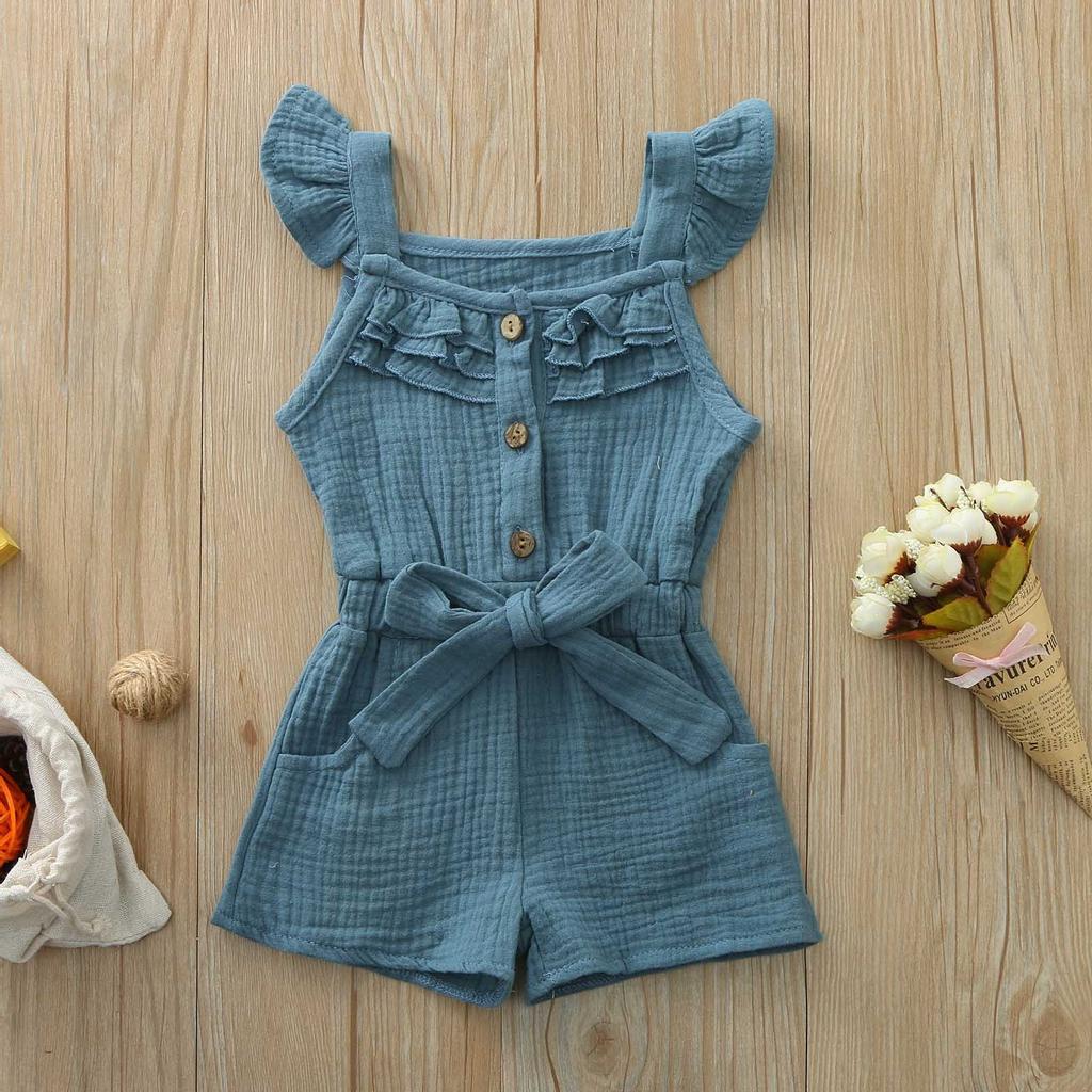 Infant Toddler Baby Kids Girl Boy Ruffle Bow Romper Jumpsuit Playsuit Outfits