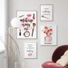 Lipstick Perfume Brush High Heels Flowers Wall Art Canvas Painting Nordic Posters And Prints Wall Pictures For Living Room Decor