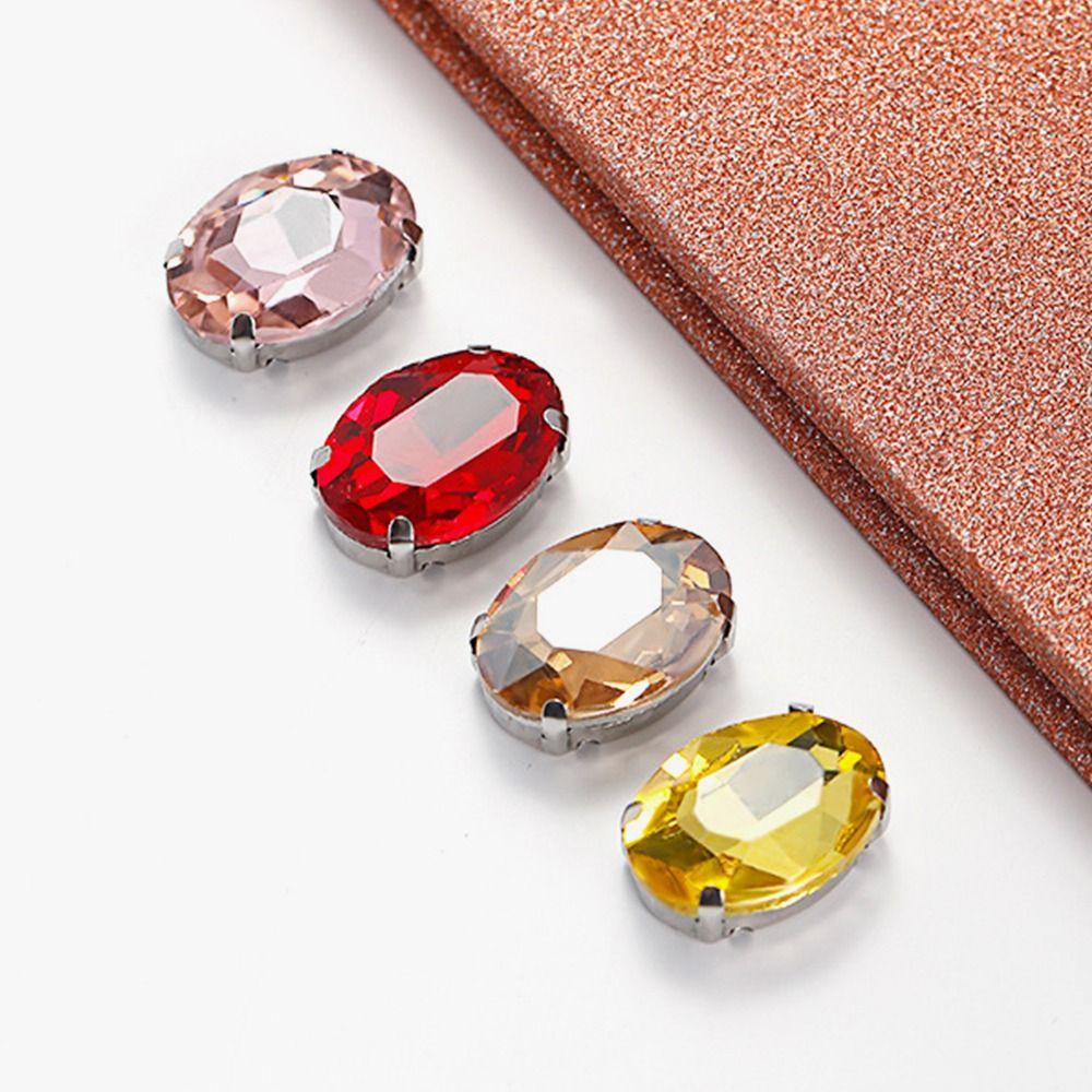 50Pcs/Pack Sew On Glitter Sewing Rhinestones With Silver Claw Diamond Beads Ornament  For Needlework