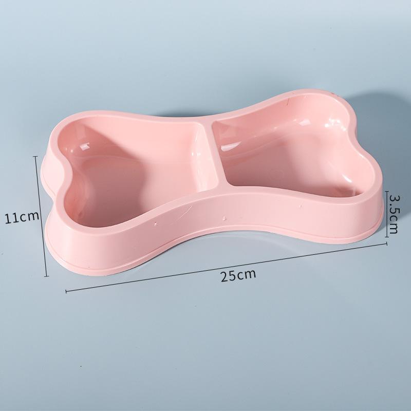 Bone Shaped Double Dog Cat Bowls Cute Pet Food and Water Bowl Set Non-Slip Durable Feeding Dish for Puppy Kitten