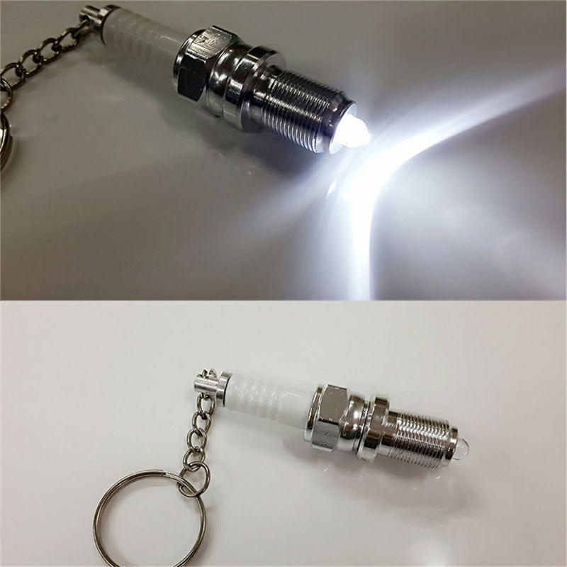 Casual  Led Key Chain Spark Plug Key Chain Keychain Car Parts Keyring