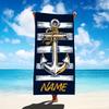 Custom Anchor Beach Towel Personalized Name Nautical Marine 160x80cm Microfiber Bath Towels All Season Soft Absorbent Blanket