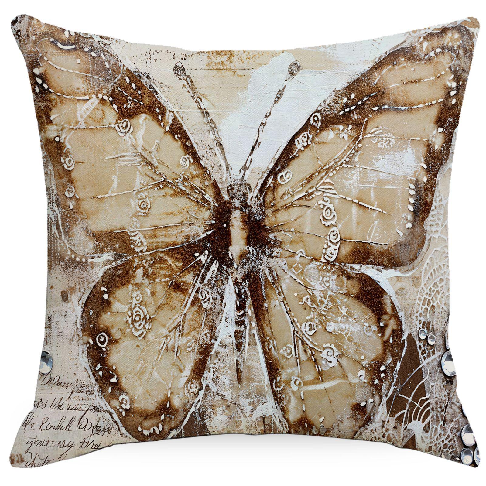 

Скандинавская Ретро Кружевная Наволочка с Принтом Бабочек Домашняя Наволочка для Подушки на Диван 45 * 45Cm