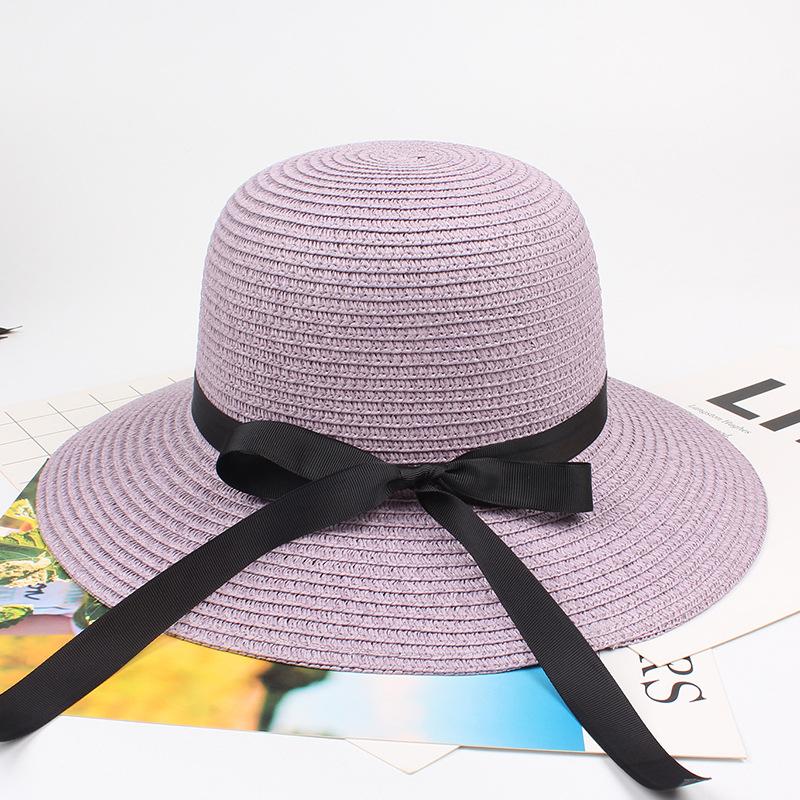Summer Ladies Female Holiday Beach Visor Cap Outdoor Women Casual Foldable Ribbon Straw Hat Sun Hats