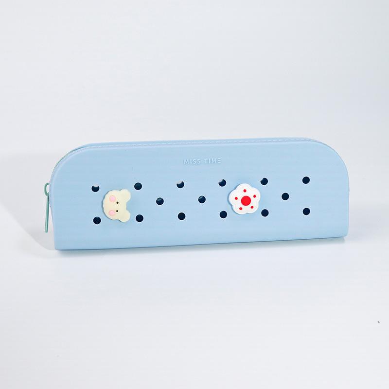 DIY silicone hole pencil bag, student creative cute pencil bag learning stationery storage bag stationery box