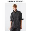 UR Men's Distressed Letter Print Denim Shirt