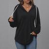 Women's Solid Color Hooded Top with Drawstring - Spring/Autumn Fashion 2025