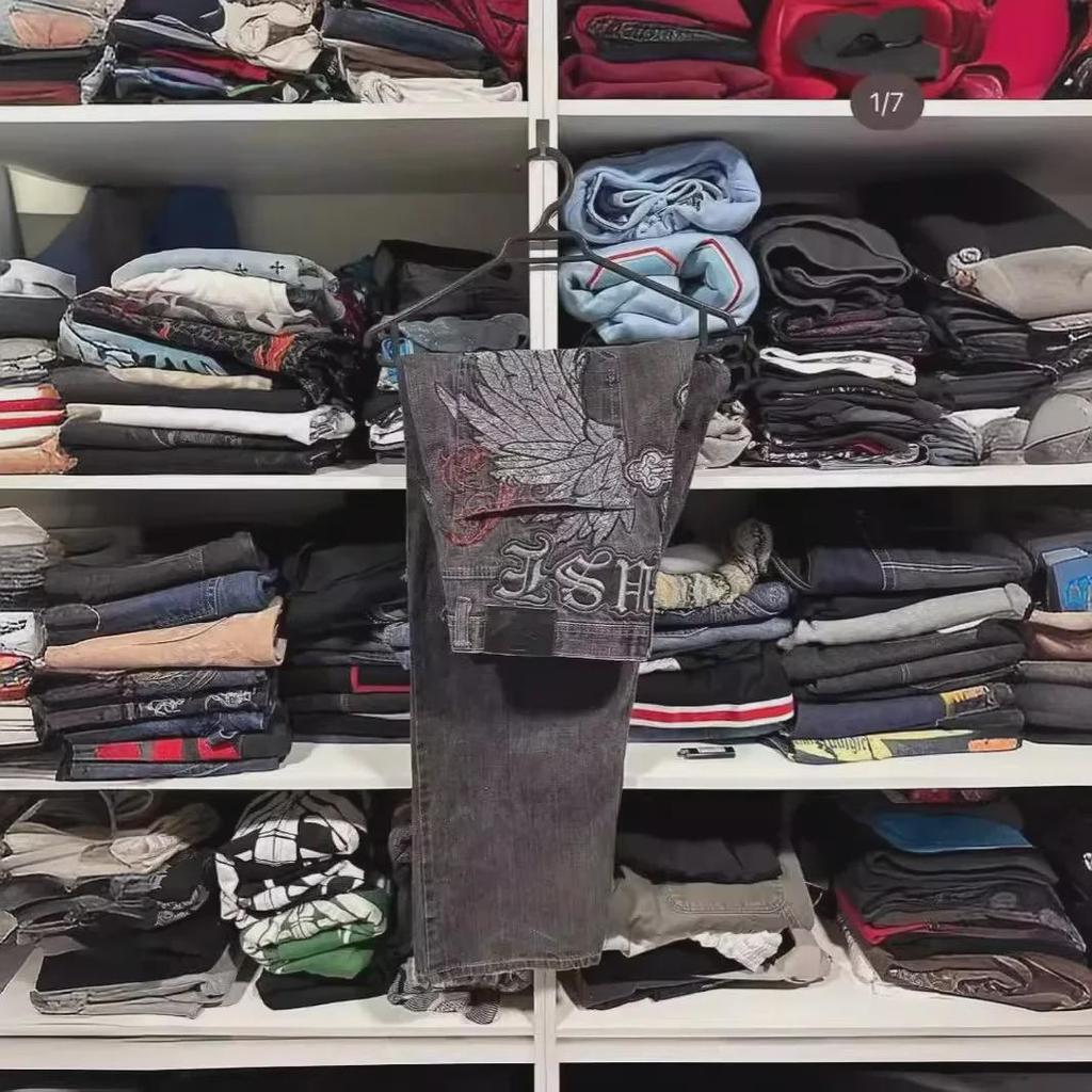 Bigboy Men's American Street Hip-Hop Print Casual Straight Jeans