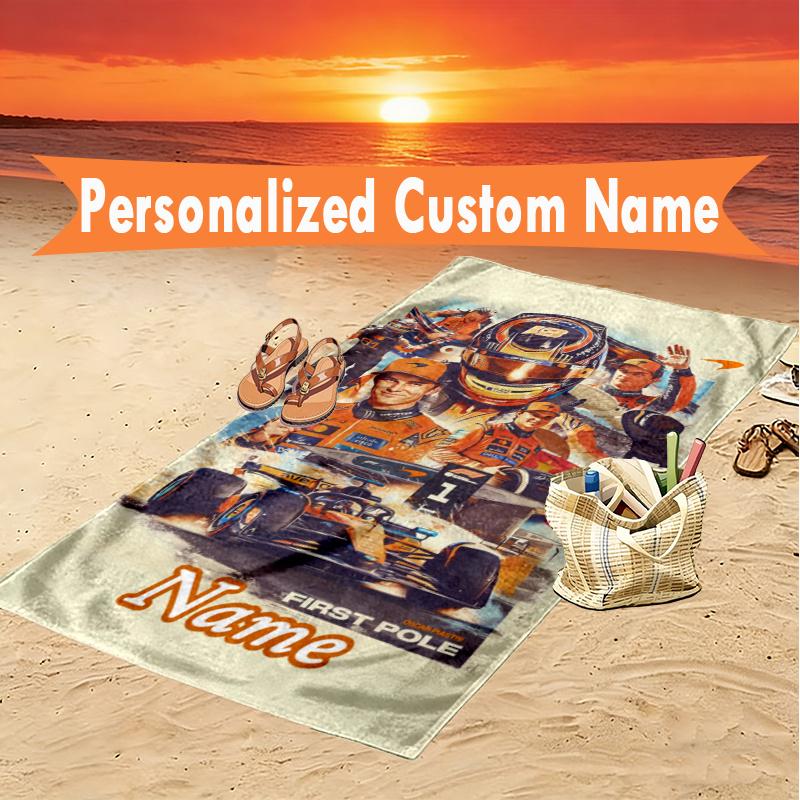 1pc F1 Racing Car (19) Beach Towel Ideal Birthday Gift For Family, Custom Name or Text Beach Towel