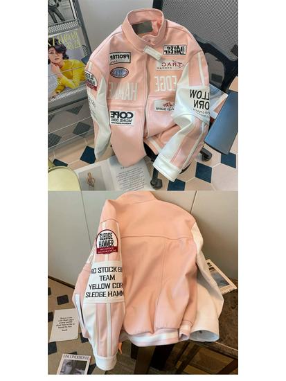 Unisex retro závodní vyšívaná bunda - Americký a evropský pouliční styl, design pro motorkáře a baseball pro podzim/zimu