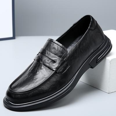 Genuine Leather Casual Men Shoes 2024 Autumn Business Trend Fashion Lace-Up Outdoor Men Sneakers Black Solid Color Sewing Shoes