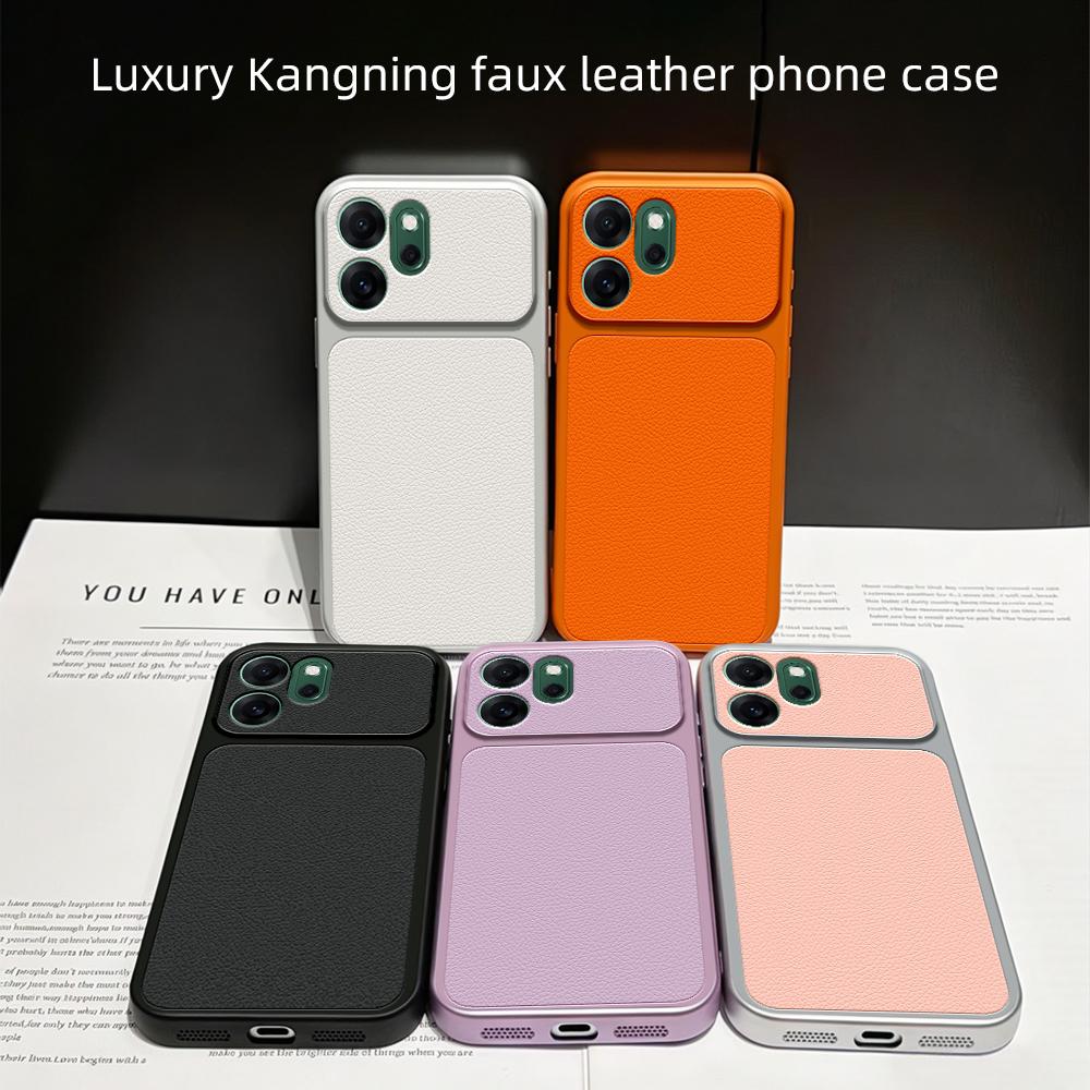 For Oppo Reno13 F Case Oppo Reno14 F Cover Leather Case Luxury Lens Protection Case Protect Matte leather Back Cover