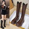 Boots Women's 2025 New Autumn and Winter Fleece Maillard Knight High Boots Small People Increase Height But Knee Boots