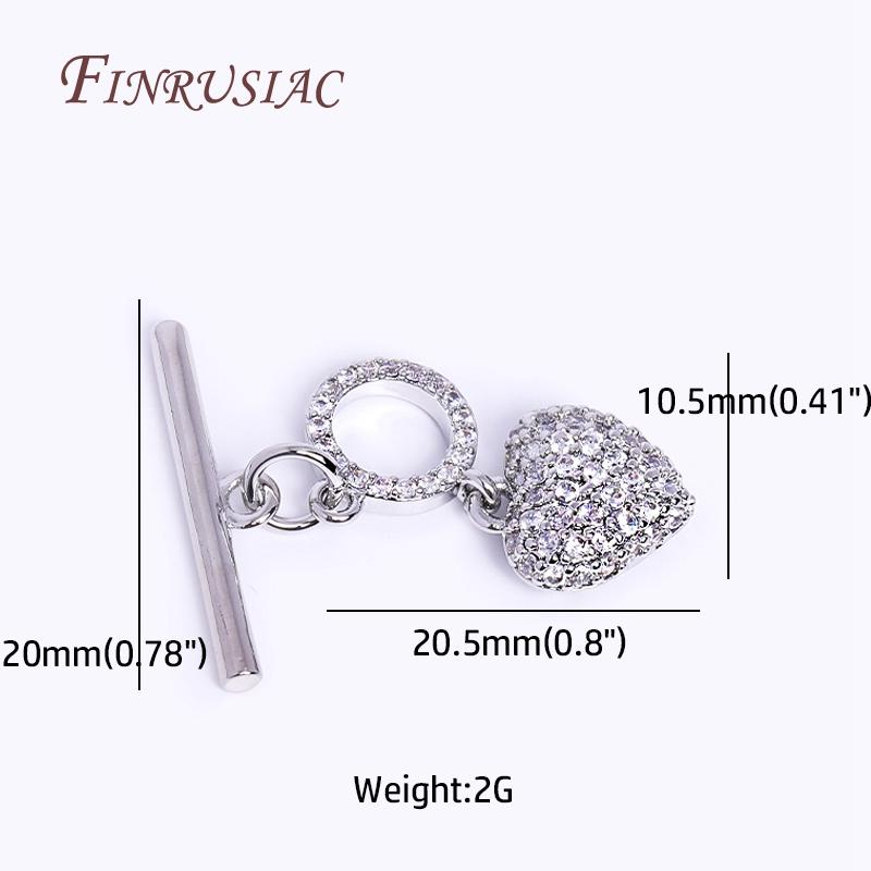 18K Real Gold Plated Heart Shape Toggle Clasp For Jewelry Making,Inlaid Zircon OT Clasp High Quality DIY Jewellery Accessories