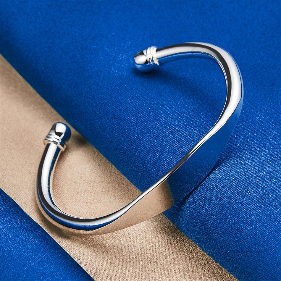 925 sterling silver shiny wide open face bracelet for women, jewelry for weddings, party accessories