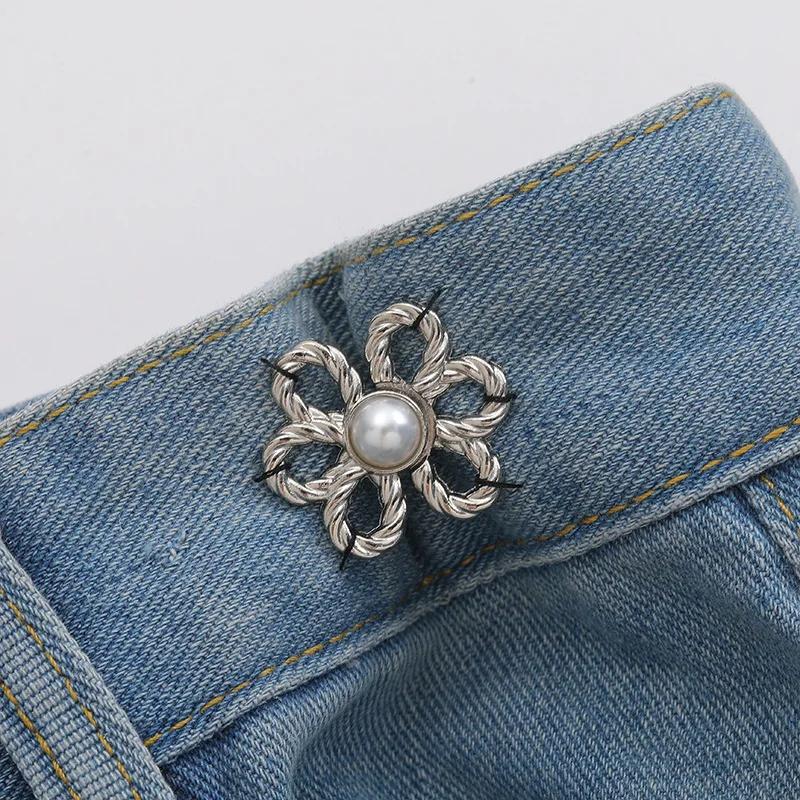 Waist Metal Flower Invisibility Decoration Couple Buckles Pants Skirts Size Change From Large To Small Adjustable Tighten