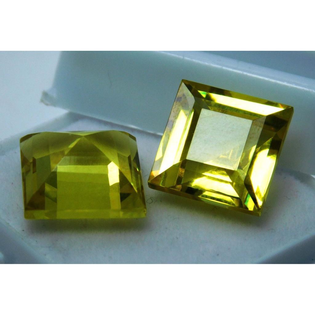 NATURAL Yellow SAPPHIRE Square Cut 16.1 Ct CERTIFIED Pair Gemstone For Gifting