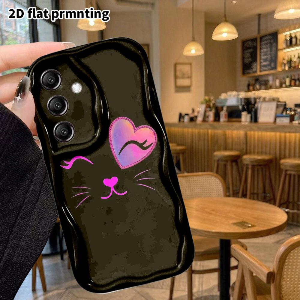 Phone Case: 2D Flat, Suitable for Samsung Galaxy A34 A35 M05 M06 S20 S22 S21 FE Plus 5G Protective Case, Heart Cat, Perfect Christmas and Halloween Ho