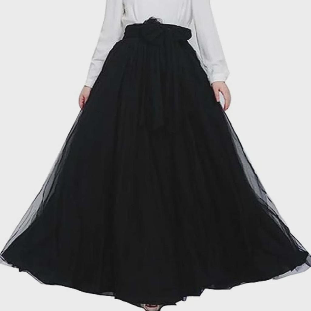 Elegant Cross-Border Women's Layered Tulle Skirt with Bow Belt for Weddings and Parties