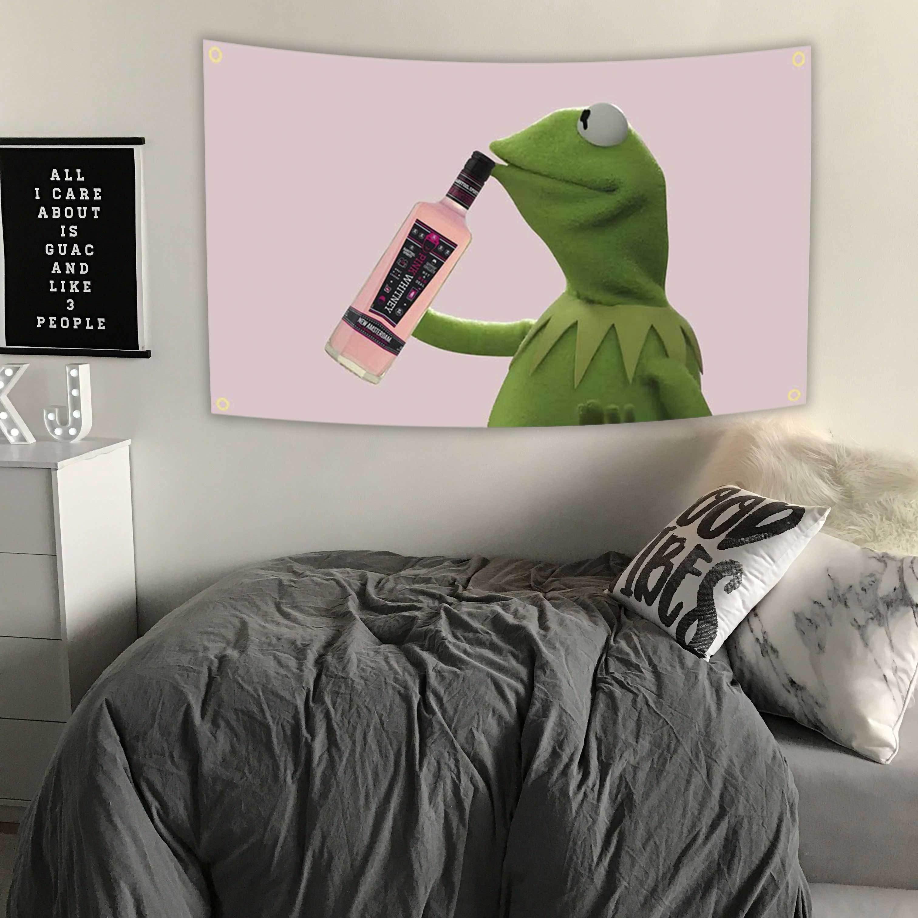 

VIKAMA Fun Frog Drinking Beverage Tapestry University Dormitory Decoration Bedroom And Living Room Wall Decoration 74x94cm(29x37in)